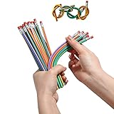 QDXATIVP 40PCS Colorful Stripe Flexible Bendable Pencils,Soft Bendy Magic Bending Pencils with Erasers for Kids Classroom Gifts,Back to School Students Children Supplies,Great Bags Party Favor