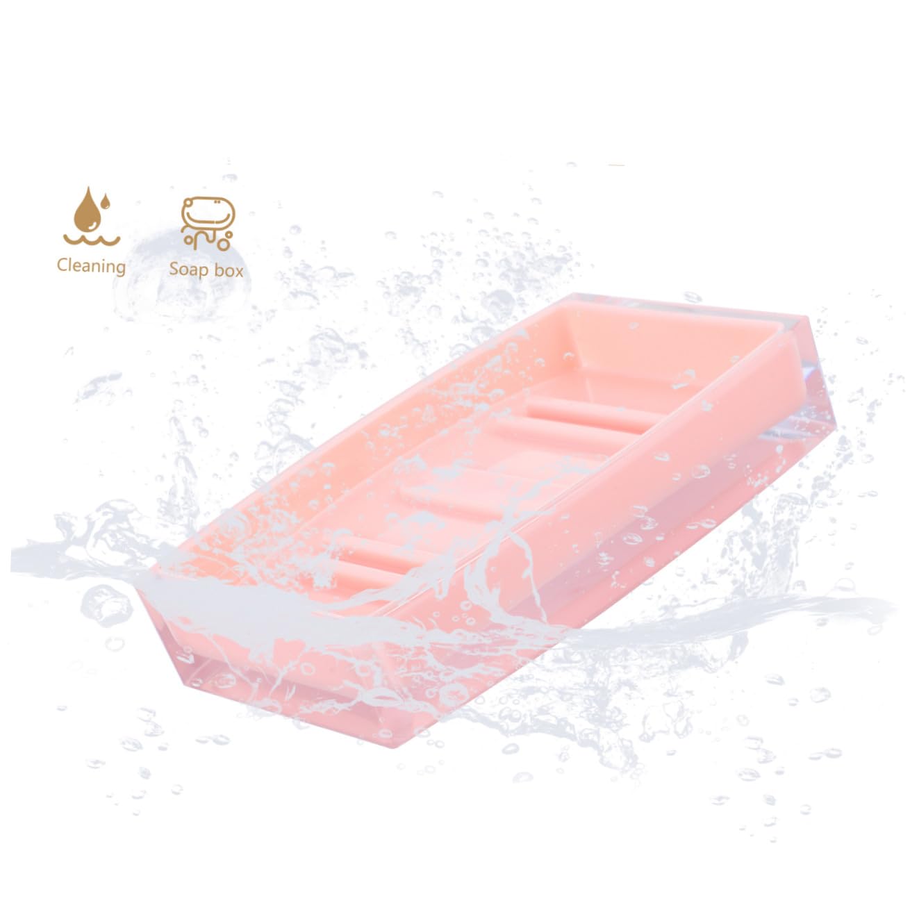 Set Accessori Bagno 4 Pezzi Rosa in Ps, Elegante per Bagno Ordinato