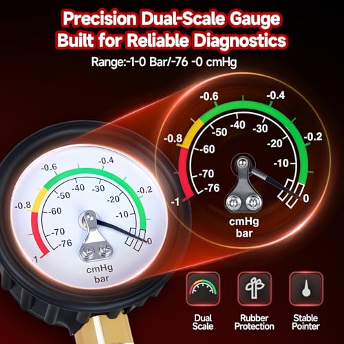 Image of BILITOOLS 10-Piece Coolant Vacuum Refill Kit, Quick Airlift, Universal | Copper-Cased inHg /PSI Gauge. Metal Valves, Brass Fittings, Airtight Seal. Adapters 0.3-2.2in. Clear Hose, Auto-Fill Design