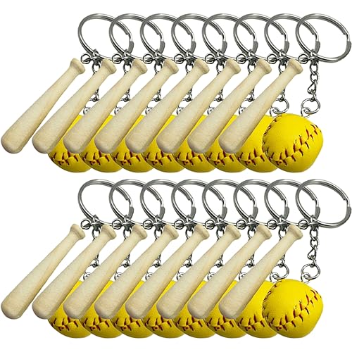 Porte clés de baseball avec accessoires en bois pour sac de sport