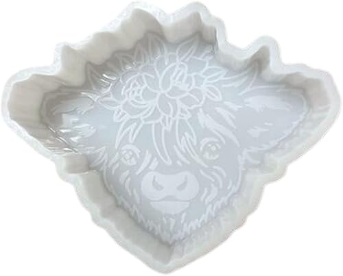 Highland Cow - Molde de silicona Freshie para automóvil de 3.25 x 4 x 1.2 pulgadas, vaca bebé con cuernos peludos de pelo largo, para velas