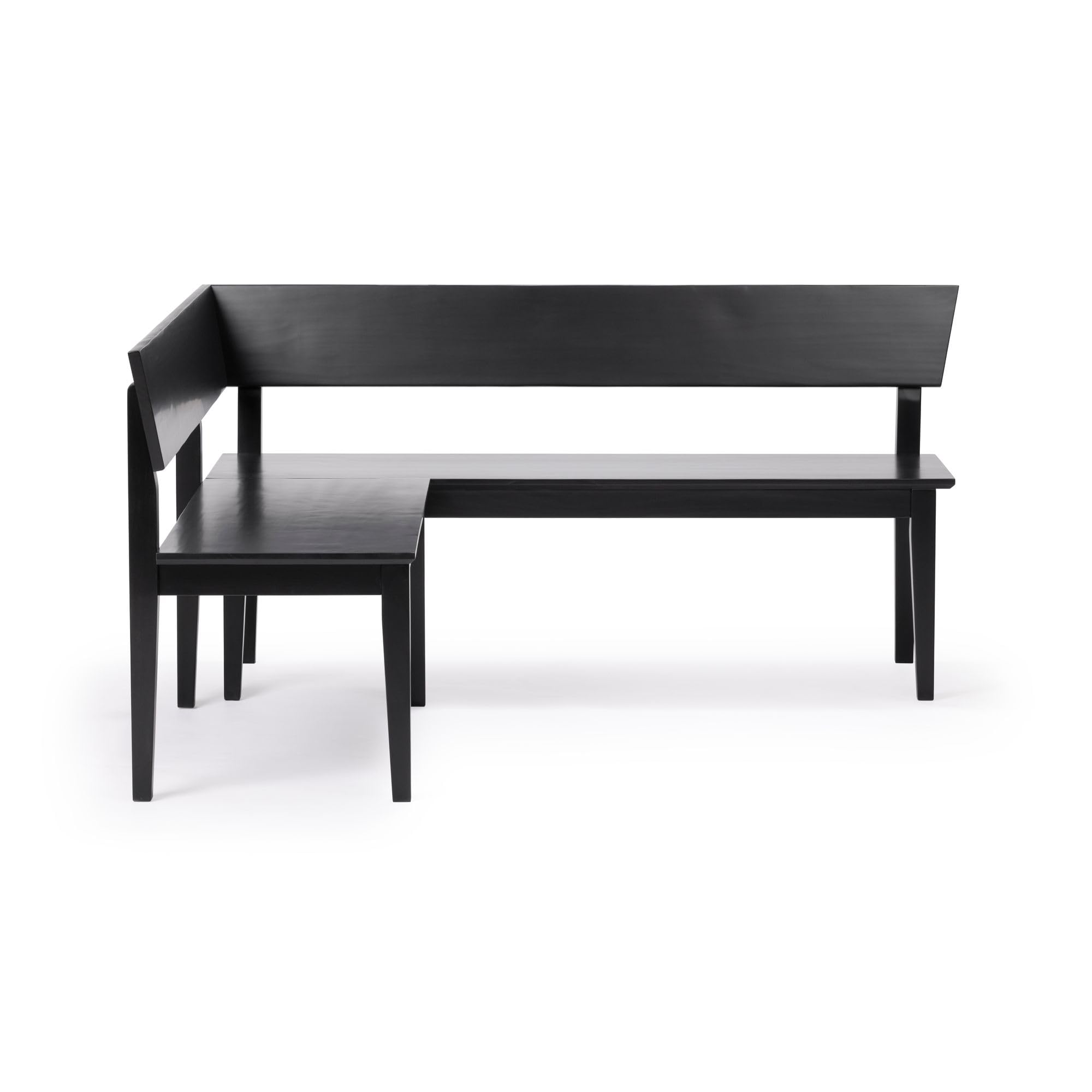 Plank+Beam Risa Dining Bench, 64 Inch, Corner Bench, Black | Space-Saving Solution, Hassle-Free Setup, Solid Wood