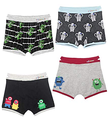 Boys Boxer Briefs Toddler Training Underwear Easy Pull Up Handles (4 Pack) (4-5 years, Alligator-Elephant-Monsters)