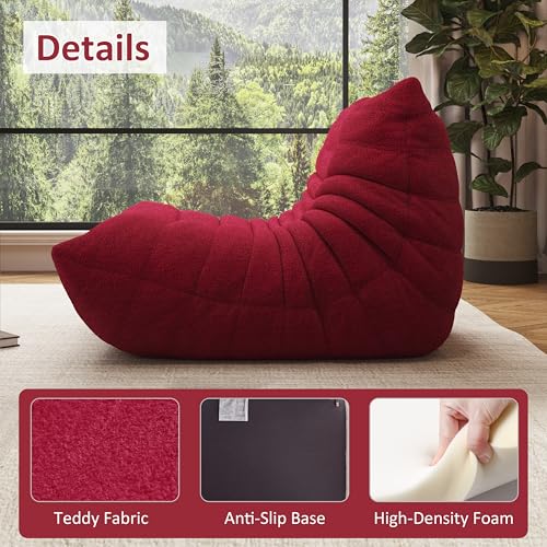Image of Bean Bag Chair for Adults, Memory Foam Bean Bag Chairs, Comfy Floor Chair Fireside Reading Chair for Gaming Movie Room Bedroom Living Room Small Apartment Dorm (Burgundy, Single)