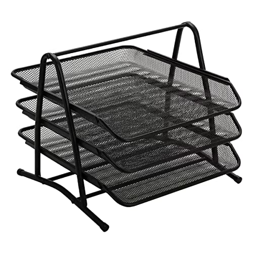 Organizador De Mesa Para Revistas, Papel E Documentos Com 3 Divis&oacute;rias Em Metal Para Escrit&oacute;rio...