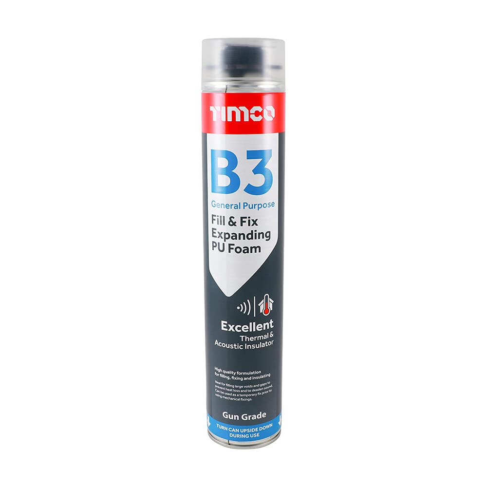 Timco B3 General Purpose Fill & Fix Expanding PU Foam - Gun Grade 750ml Filler