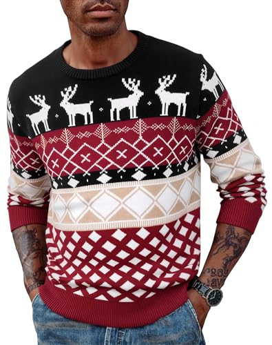 Terecey Herren Weihnachtspullover Rundhalsausschnitt Strickpullover...