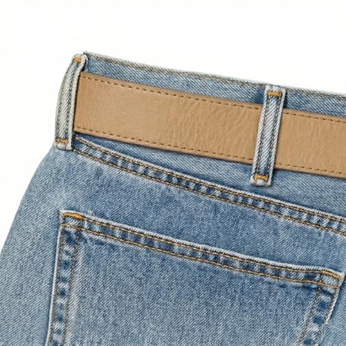 Image of BC Belts Leather Belt Strap with Vintage Distressed Texture 1.5 inch Wide with Snaps and without Buckle