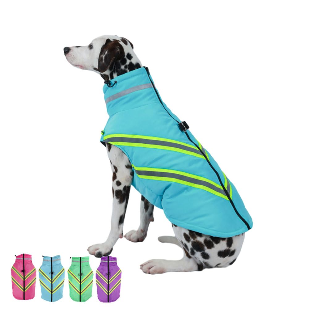 FANSU Dog Coats Waterproof, Winter Warm Dog Jacket Vest Pet Clothes for Cold Weather Soft Cozy Dog Coats With Harness Hole for Small Medium Large Dogs (S,Blue)