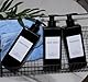 Abriclo 3er Seifenspender Schwarz Set, 500ml Seifenspender Dusche Shampoo Spender mit 6er Wasserdichten Etiketten Kunststoff Pumpspender für Küche Badezimmer Bad - Schwarz