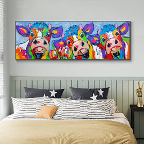 Peinture abstraite de vache pour salon contemporain affiche murale colorée 40x120cm