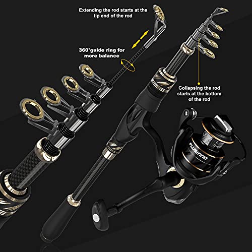 image for PLUSINNO Fishing Rod and Reel Combos Carbon Fiber Telescopic Fishing P