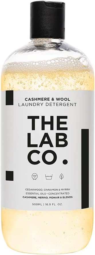 The Lab Co. Cashmere & Wool Laundry Detergent – 500ml (32 Washes) – Gentle Wash for Cashmere, Merino, Mohair & Wool Blends – Hand & Machine Wash Safe – Non-Bio - Myrrh, Cinnamon & Cedarwood Scent