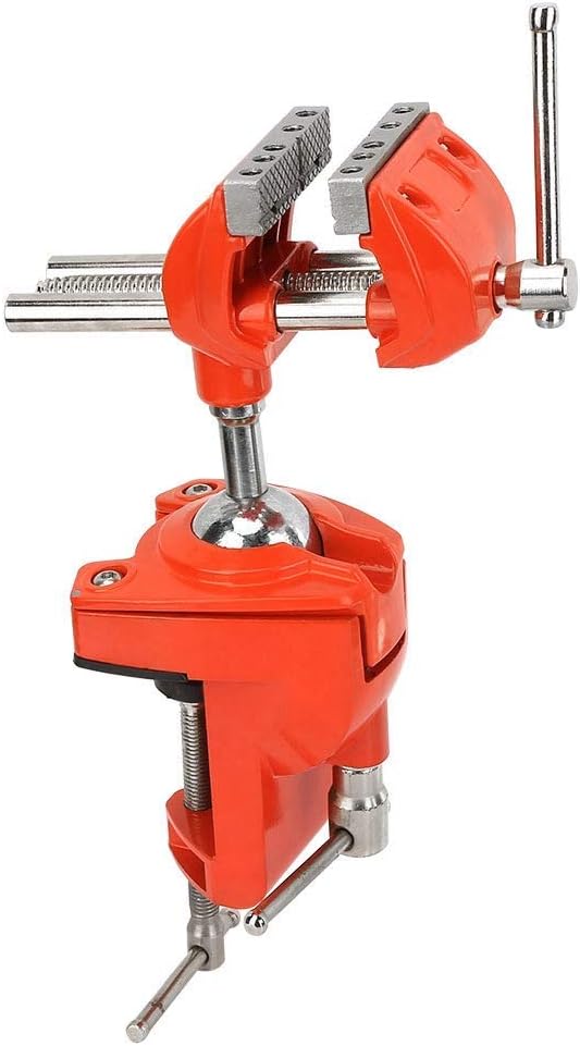 Oumefar Aluminum Mini Table Clamp Vise, 2.8 Inch Jaw Width, Swivel 360 Degree Rotating, Universal Bench Vise, Silver