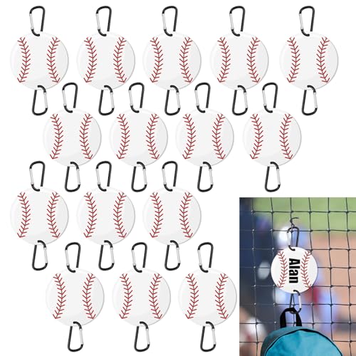 16PCS Bag Hook for Fence, Metal Backpack Hooks with Acrylic Board, Fence Clips for Hanging, Dugout Accessories, Fence Hooks for Bag Water Bottle Lover Player Gifts