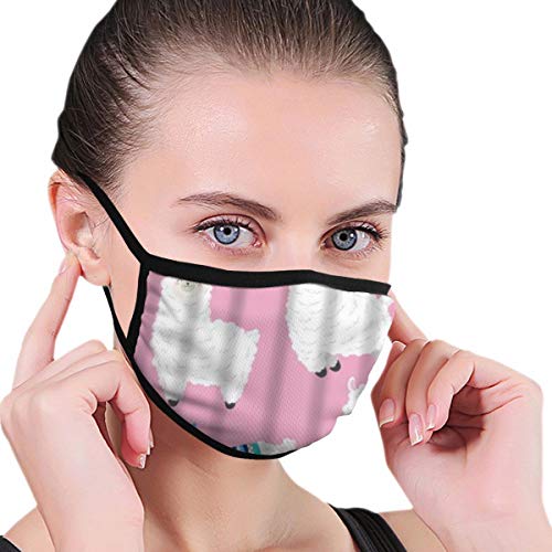 KISSENSU Sleeping Smiling Nauty Llamas Heart Lovely Alpaca Fabric Half Face Mask Mouth