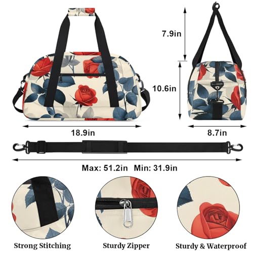 Red Roses Floral Gym bag Roses Gym bag for travelling fitness sports and more2