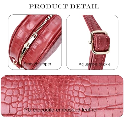 Image of Round Crossbody Bag for Women,PU Leather Shoulder Bag with Metal Chain Strap, Cellphone Purses with Zipper