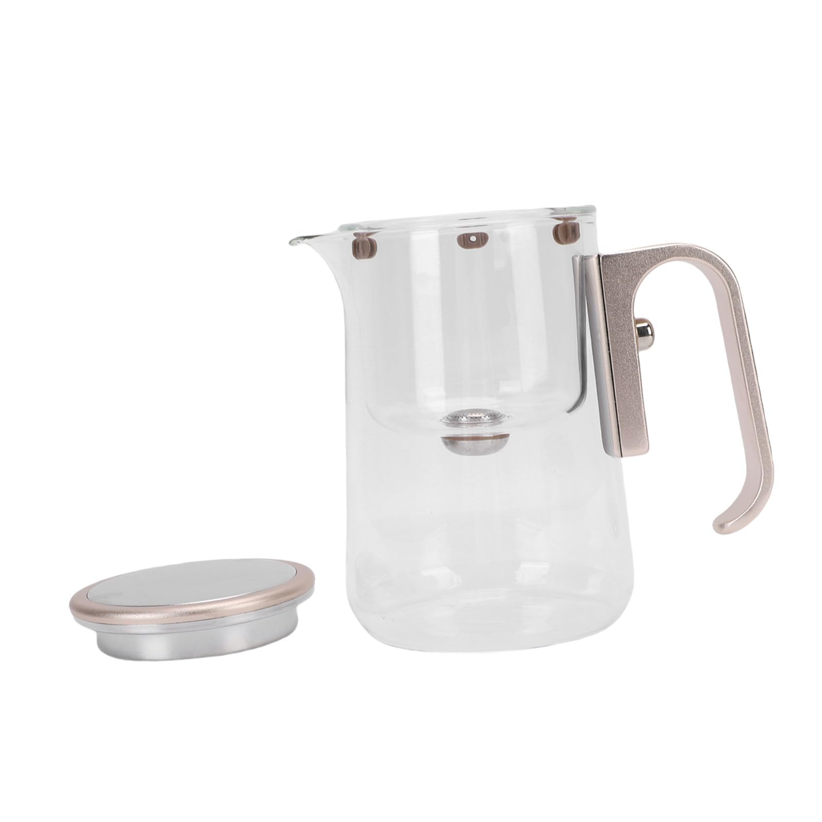 LiebeWH Szklany Dzbanek do Herbaty z Sitkiem 800 Ml Magnetyczny Separator Wody Czajniczek Szkło żaroodporne z Uchwytem i pokrywką ze Stopu Aluminium do Domowej Restauracji Herbata Liściasta