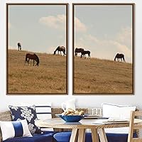 2 Piece Framed Canvas Wall Art Gallop Canvas Prints Home Artwork Decoration for Living Room,Bedroom - 16