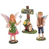 PRETMANNS Fairy Garden Accessories Outdoor - Garden Fairy Figurines - Adorable Garden Fairies - Fairies for Fairy Garden - Prince & Princess Fairy Figurines - Fairy Garden Kit, 3 Items