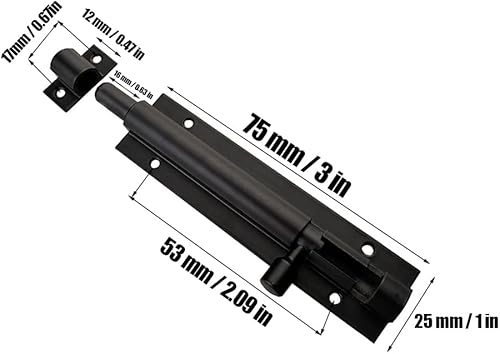 Miniatura 2 de Paquete de 2 cerraduras de perno de barril de 3 pulgadas, cerradura de pestillo deslizante resistente, cerradura de pestillo deslizante de