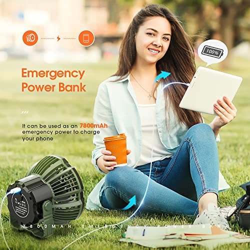 7800mAh Camping Fan with LED Lantern, Ceiling Tent Fan with Remote Control, Power Bank, Battery Operated USB Rechargeable Fan, 180°Head Rotation Outdoor Portable Fan for Fishing, Outdoor, Office - Image 5