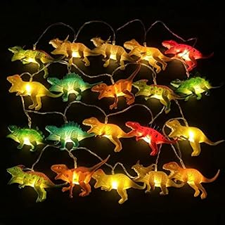 Fairy Light Dinosaurs String Lights with Timer - 3M 20LEDS Dino Light Indoor Night Light Fairy Lights Small Dinosaur Figures Set Children's Room Decoration (USB - 20 Dinos - Remote Control Timer)