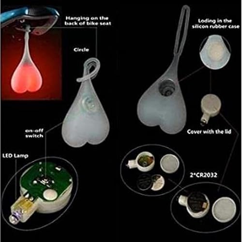Miniatura 2 de Bola de silicona en forma de corazón, luz trasera de bicicleta, LED, peligro, luz nocturna, impermeable, asiento de bicicleta
