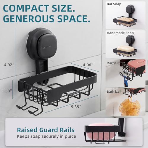 Image of TAILI Soap Dish for Shower, Bar Soap Holder,Suction Visible Indicator,Black | Soap Holder Shower, Soap Bar Holder for Shower Wall, Removable Bathroom Sponge Holder, Soap Dish with Suction Cups