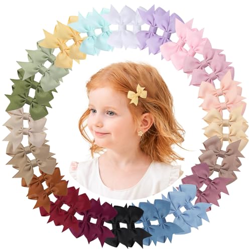 Image of doboi 40PCS 2'' Baby Hair Bows Clips Fully Lined Grosgrain Boutique Solid Ribbon Mini Bows for Girls Teens Infants Kids Toddlers Newborn