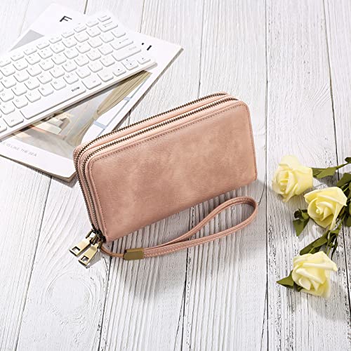 Image of GAEKEAO RFID Leather Wristlet Wallet for Women with Grip Strap