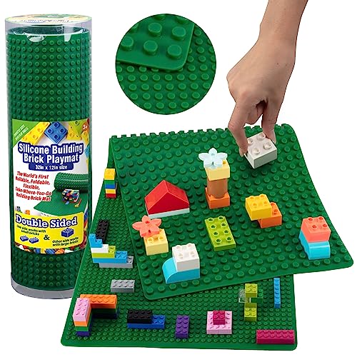 Scs Direct BRK-PLM32 Brick Building Blocks Silicone Playmat - 32 Inch Rollable And Portable Two Sided Playmat thumb #1