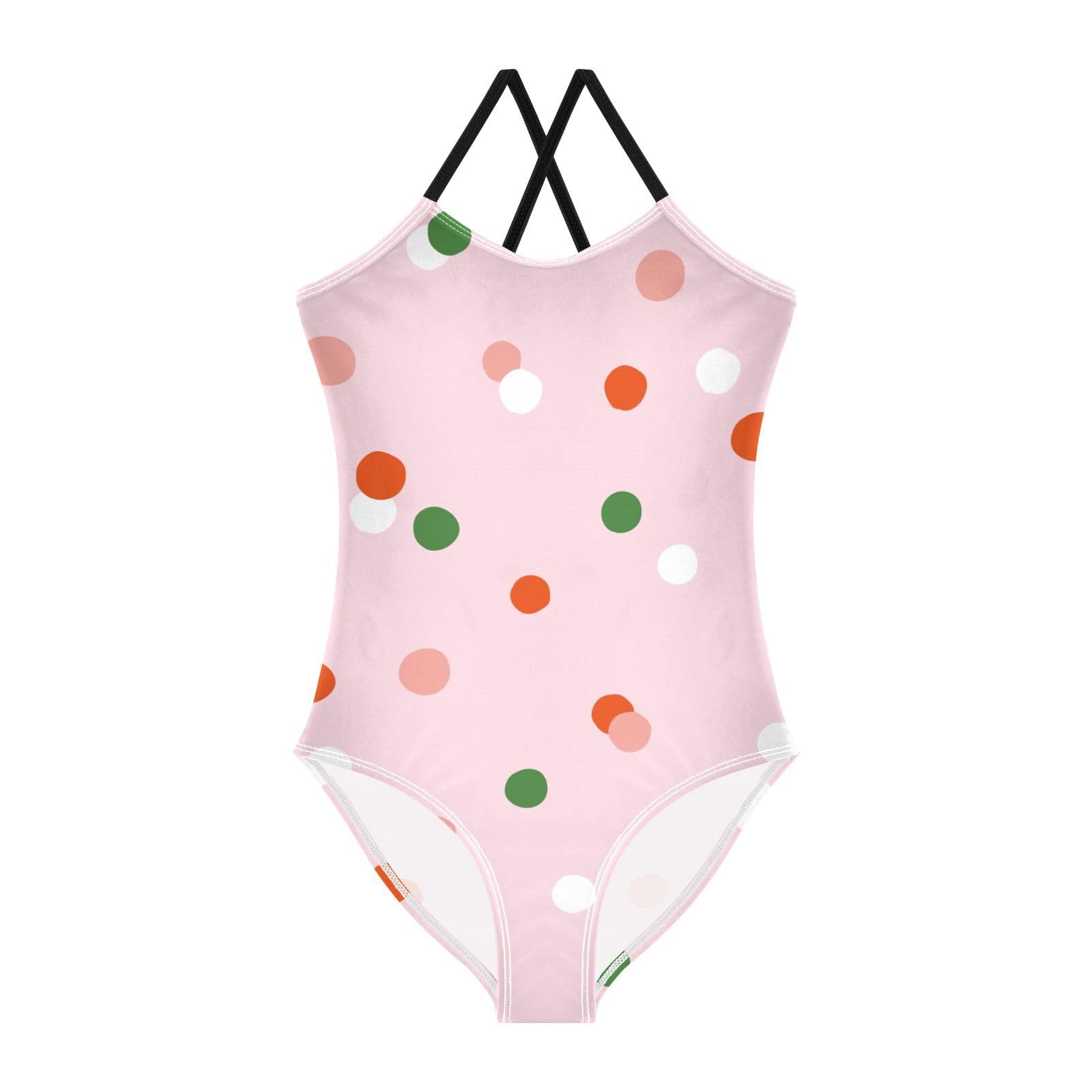ZZKKO Confetti Christmas Birthday Polka Dots Girls Swimsuit One Piece Bathing Suit for Baby Girls' Swimwear 3T