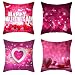 Lieson Fundas de cojín decorativas para exteriores, 40 x 40 cm, diseño de corazón, color blanco y rosa