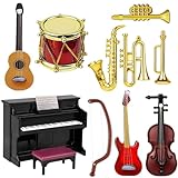 12 accessori in miniatura, casa delle bambole, set di strumenti musicali in miniatura, 1:12, mini strumento musicale per casa delle bambole, mini strumento musicale per casa delle bambole