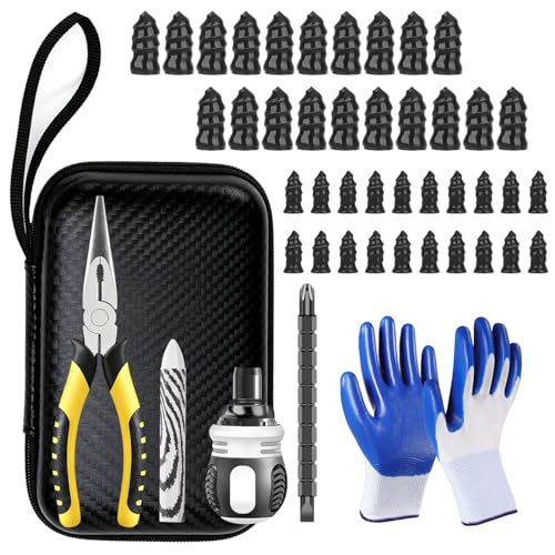 Drovanta Tire Repair kit with tire Plug Screw Type Suitable for Cars Trucks Motorcycles SUV ATV Heavy Duty Quick Flat tire Puncture Repair Nail kit for Tractor