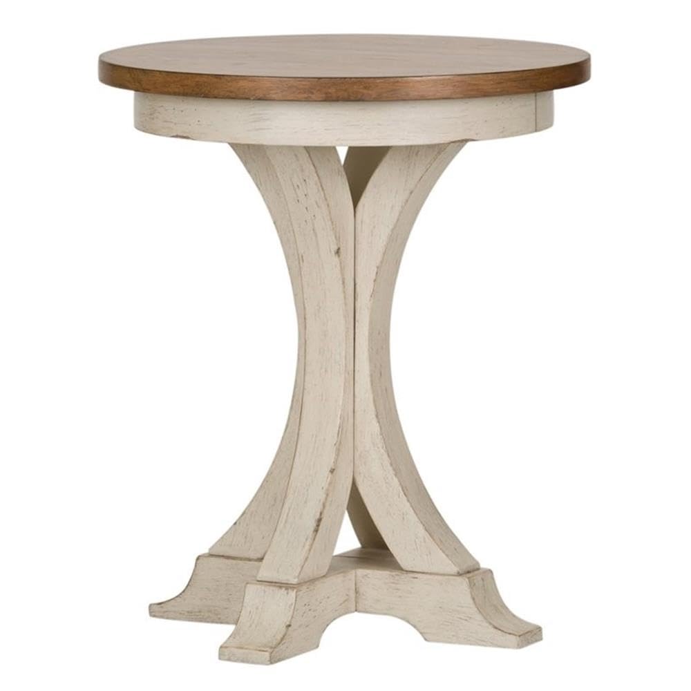 Liberty Furniture Industries Farmhouse Reimagined Round Chair Side Table, W21 x D21 x H25, White