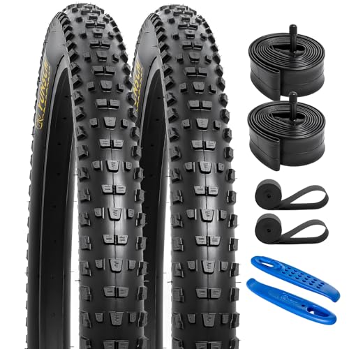 YunSCM 2本セット,29 2.25 タイヤ,29x2.25 57-622 自転車タイヤ + 28/29x2.125/2.40 チューブ 米式バルブ32mm +リムテープ + タイヤレバ,適用 29インチ 2.25 クロスバイク、マウンテンバイク,Y-120