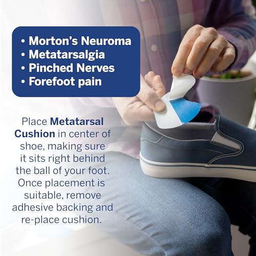 Image of Powerstep Metatarsal Pads for Women and Men, Ball of Foot Cushions, Blue, Small, 1 Pack