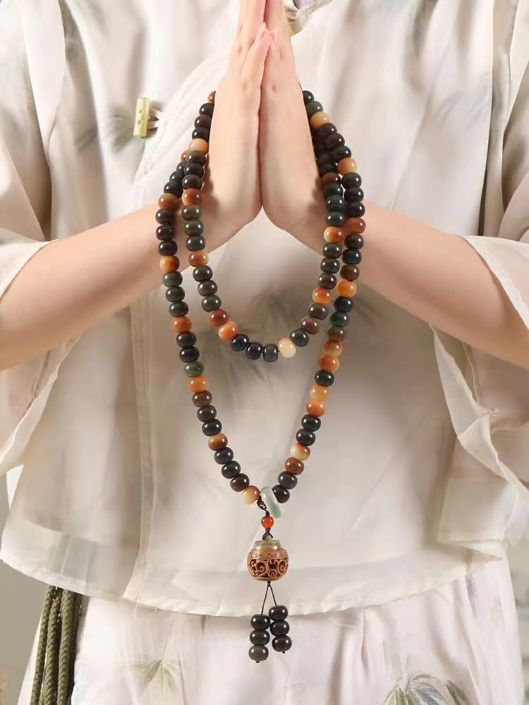 Ozdoby Bransoletki z koralików, różańce, 108 koralików buddy na sznurku Bodhi, bransoletki z wieloma pętelkami, koraliki buddy-dziecko Bodhi do jogi buddyjska modlitwa różańcowa biżuteria z kamieni
