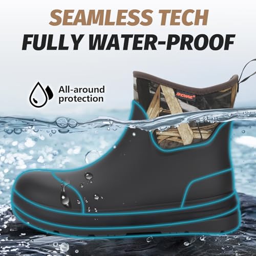 Showave Rain Boots Men Ankle Rubber Boots for Men Insulated Waterproof Boot Neoprene Mud Boot for Gardening Fishing Farming(Camo,Size 9) by Showave - Used condition - Image 5