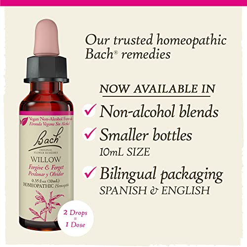 Bach Original Flower Remedies, Willow For Forgiveness (Non-Alcohol Formula), Natural Homeopathic Flower Essence, Holistic Wellness And Stress Relief, Vegan, 10Ml Dropper #TOP21