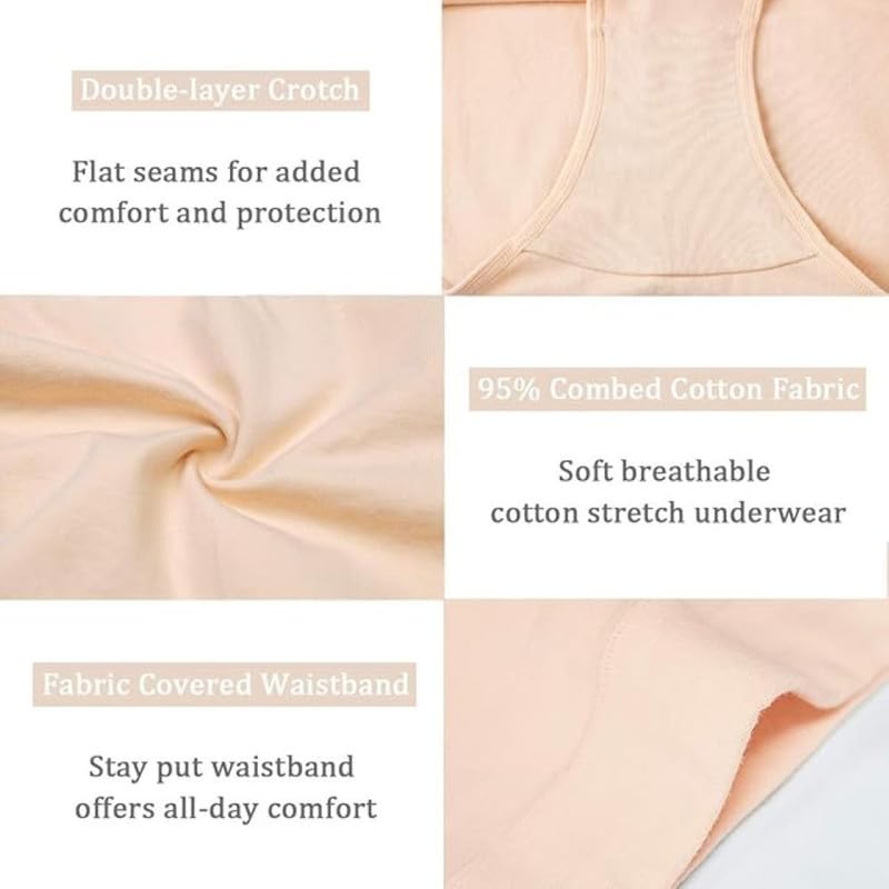 Image of DIVING DEEP Women's Cotton Underwear, Mid Waist Full Coverage Underpants, Post Partum Briefs Panties for Women Multipack-4