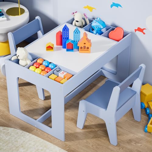 Clevich Kindersitzgruppe mit Stauraum, Kindertisch mit 2 Stühlen, Kinder Tisch Stuhl Set mit...