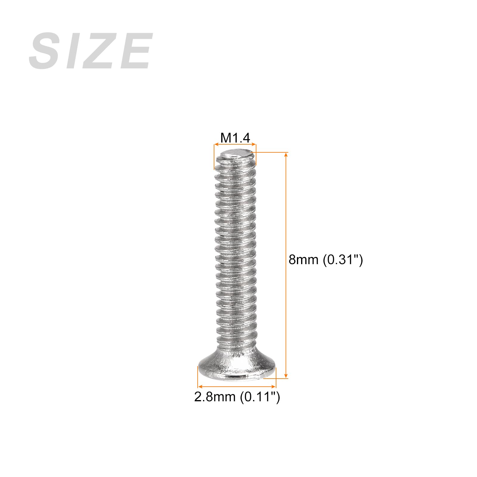 METALLIXITY Tiny Screws (M1.4 x 8mm) 500Pcs, Carbon Steel Phillips Flat Head Screws - Image 2