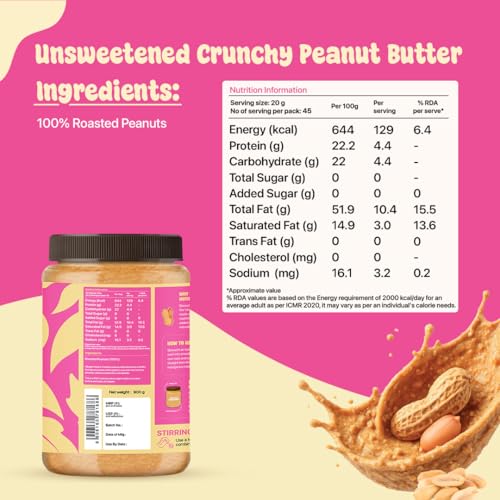 Image of Asmita Organic Farms Crunchy Peanut Butter Unsweetened 900g | Made with Roasted Peanuts | No Added Sugars or Salt | High Protein Spread | Cholesterol & Trans Fat Free | Healthy Breakfast Spread