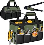 NECKORY Sac à outils, organisateur de boîte à outils portatif Sangle réglable d'épaule, outil de transport fourre-tout sac de rangement d'outils avec large bouche, sacs à outils pour les hommes mécanicien EngineerGift - M, Vert de l'Armée & Noir , outil lourd avec ouverture de bouche large & Adju