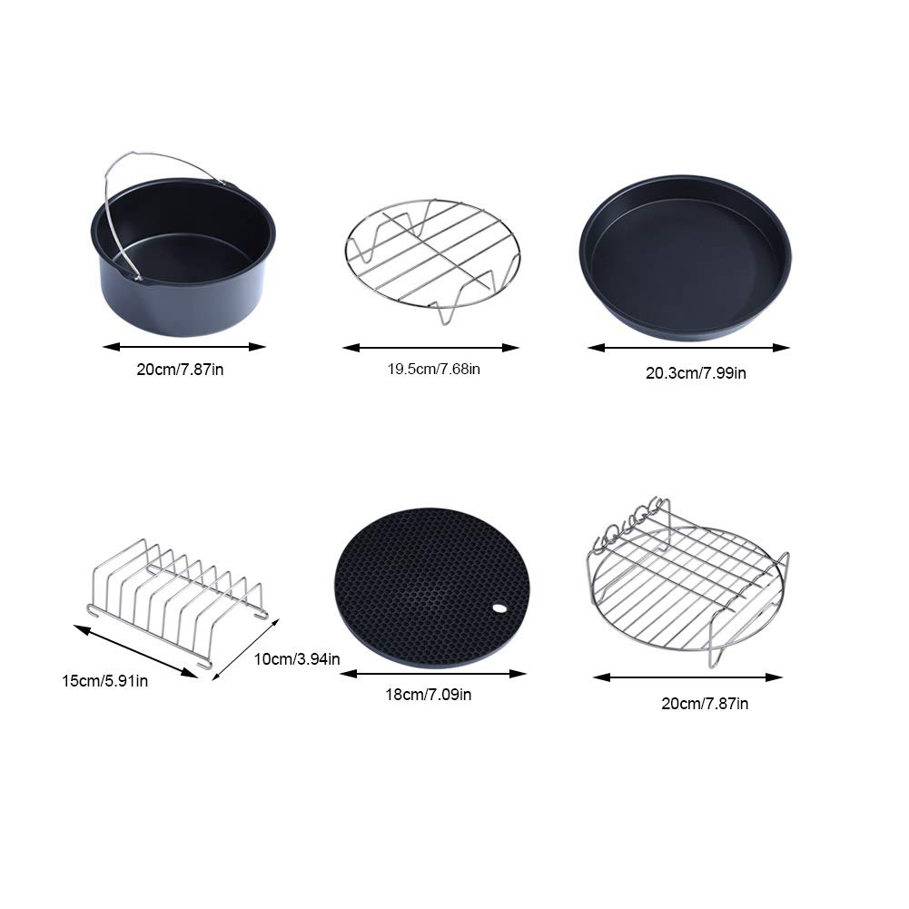Kit di Accessori per friggitrice, Kit di Parti per friggitrice ad Aria Multifunzione Universale 6 in 1 per Barbecue, Cucina