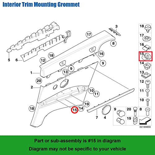 Œillets de montage avec insert en métal robuste 51458161557 pour console BMW E38